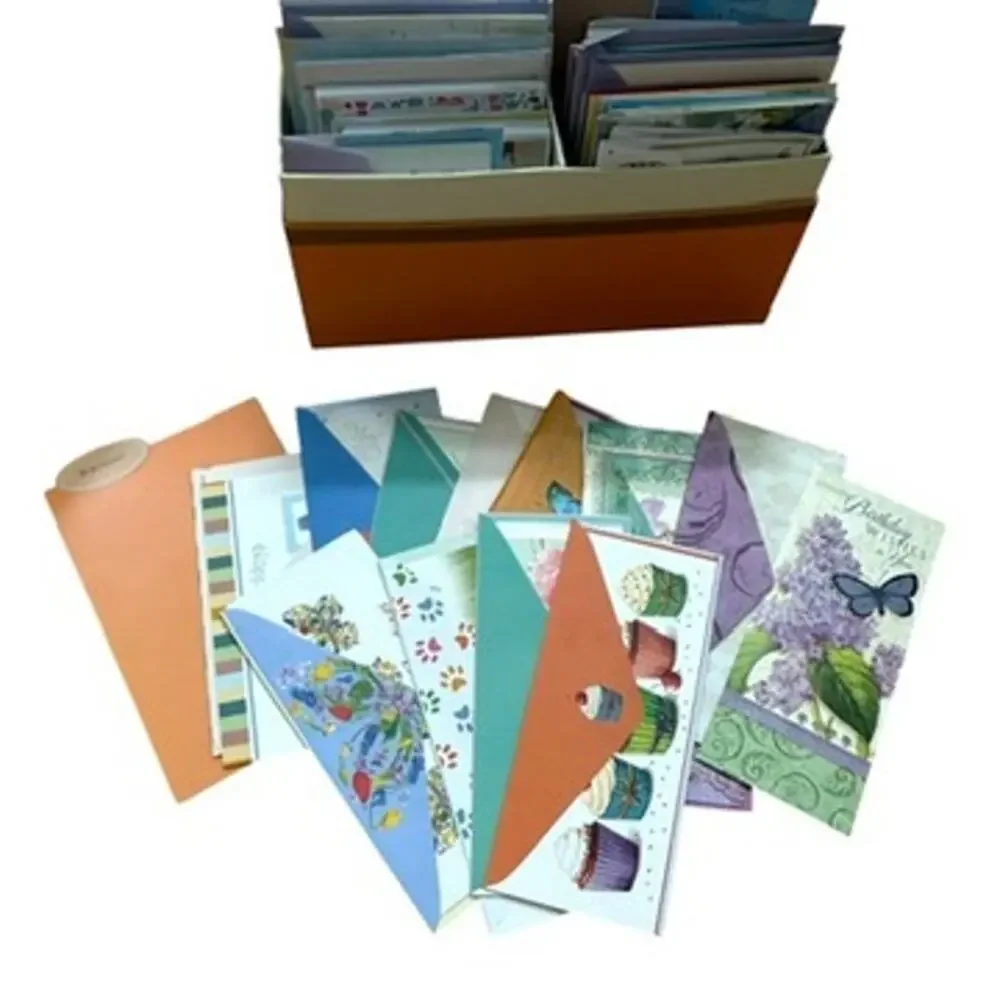 Poppy Greeting Card Box With Dividers and Cards Vintage 70s Birthday Blank Gift